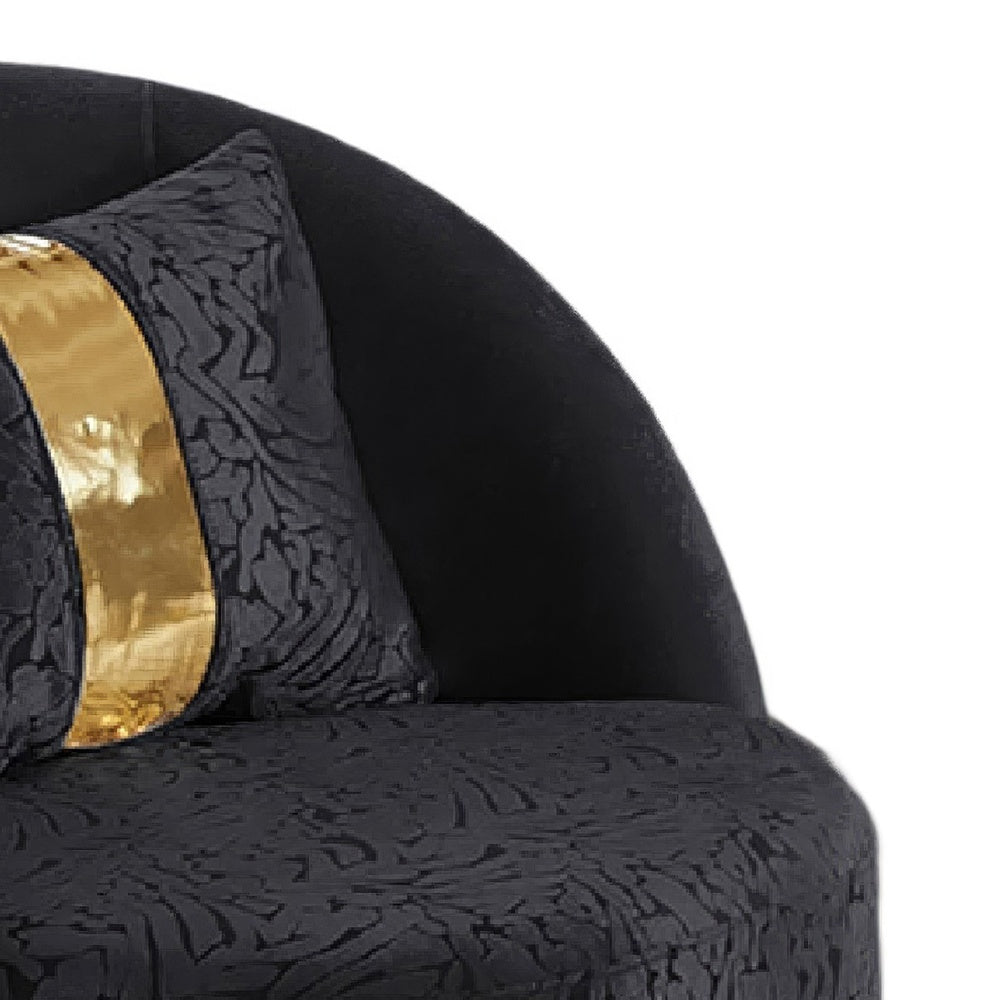 Vysa Swivel Accent Chair | 1 Pillow | Barrel Back | Gold Base | Black