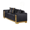 Vysa Loveseat with 2 Pillows | Barrel Back | Gold Base | 68" Black