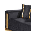 Vysa Loveseat with 2 Pillows | Barrel Back | Gold Base | 68" Black
