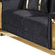 Vysa Loveseat with 2 Pillows | Barrel Back | Gold Base | 68" Black