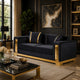 Vysa Loveseat with 2 Pillows | Barrel Back | Gold Base | 68" Black