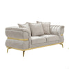 Jysa Loveseat | 3 Pillows | Gold Trim Flared Arms | Beige 68"