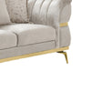 Jysa Loveseat | 3 Pillows | Gold Trim Flared Arms | Beige 68"