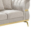 Jysa Loveseat | 3 Pillows | Gold Trim Flared Arms | Beige 68"