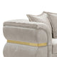Jysa Loveseat | 3 Pillows | Gold Trim Flared Arms | Beige 68"