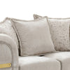 Jysa Loveseat | 3 Pillows | Gold Trim Flared Arms | Beige 68"
