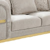 Jysa Loveseat | 3 Pillows | Gold Trim Flared Arms | Beige 68"