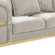 Jysa Loveseat | 3 Pillows | Gold Trim Flared Arms | Beige 68"