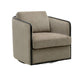 Cyra Swivel Accent Chair | Taupe Gray Chenille Foam Cushions | Barrel Back