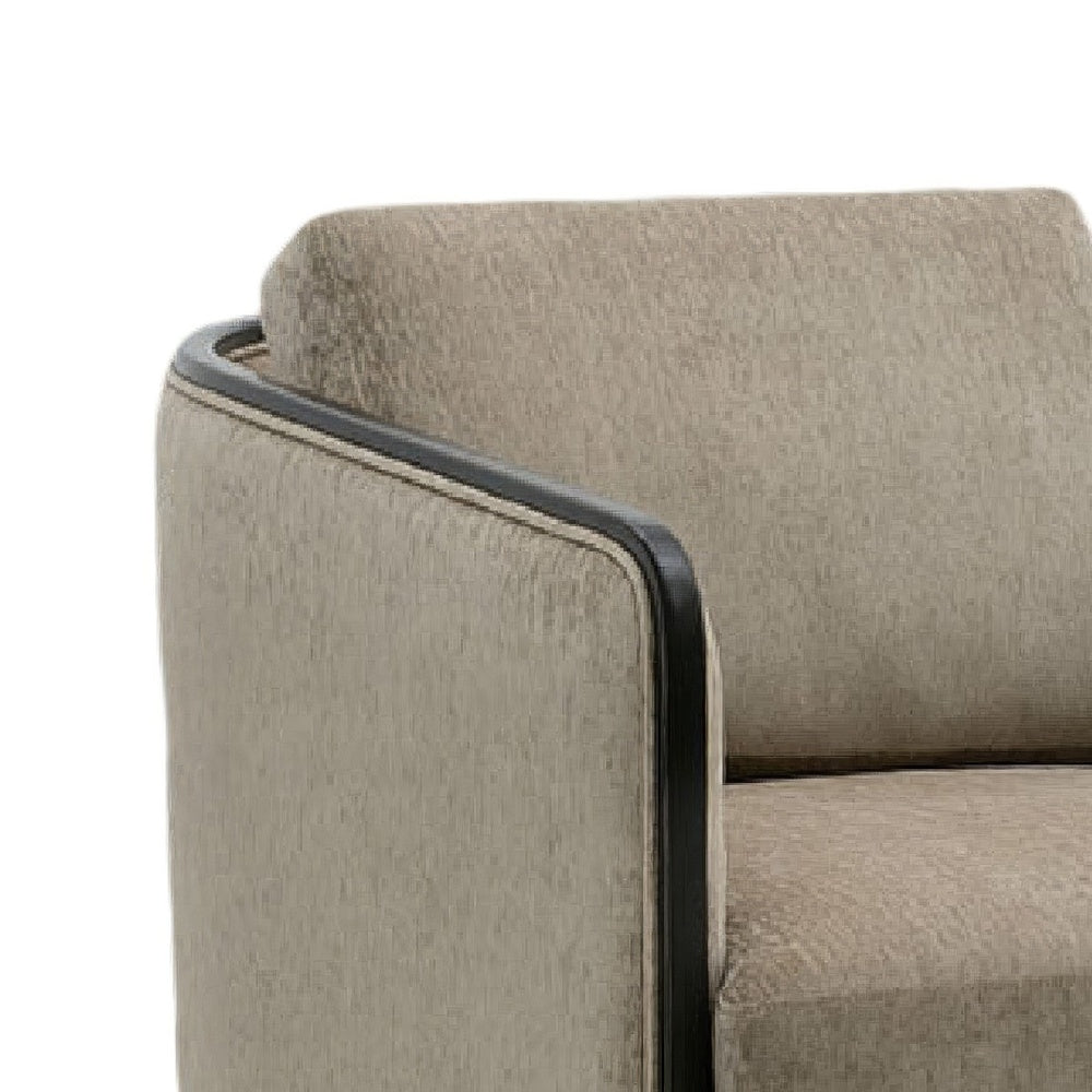 Cyra Swivel Accent Chair | Taupe Gray Chenille Foam Cushions | Barrel Back