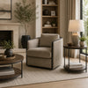 Cyra Swivel Accent Chair | Taupe Gray Chenille Foam Cushions | Barrel Back