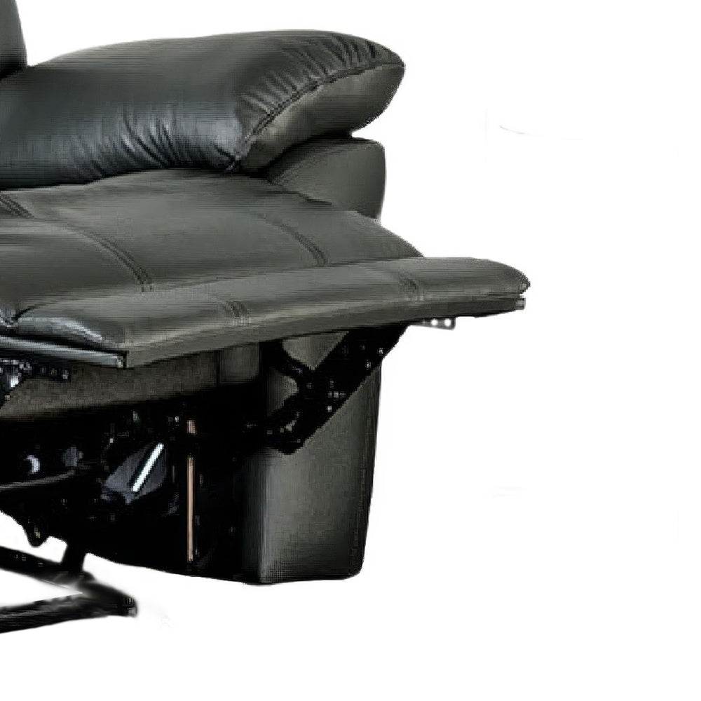 Larus Manual Motion Recliner Chair | Pillowed Arms | Black Faux Leather