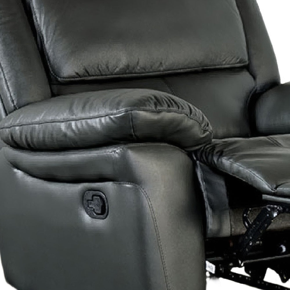 Larus Manual Motion Recliner Chair | Pillowed Arms | Black Faux Leather