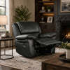 Larus Manual Motion Recliner Chair | Pillowed Arms | Black Faux Leather