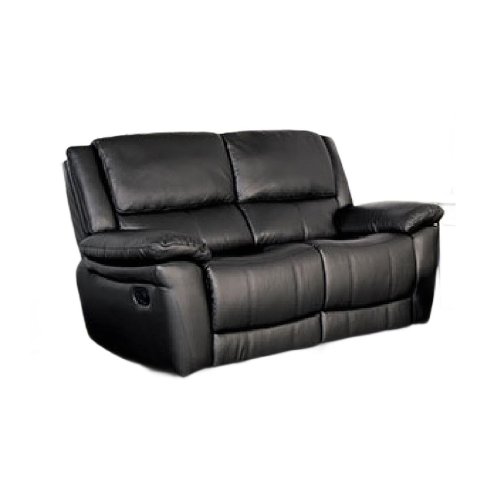 Larus Manual Motion Recliner Loveseat | Black Faux Leather 60"