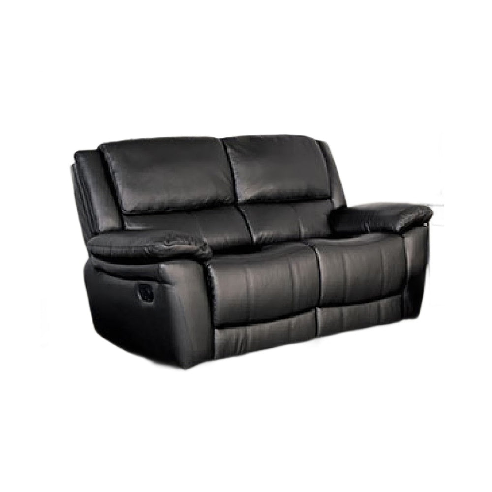Larus Manual Motion Recliner Loveseat | Black Faux Leather 60"
