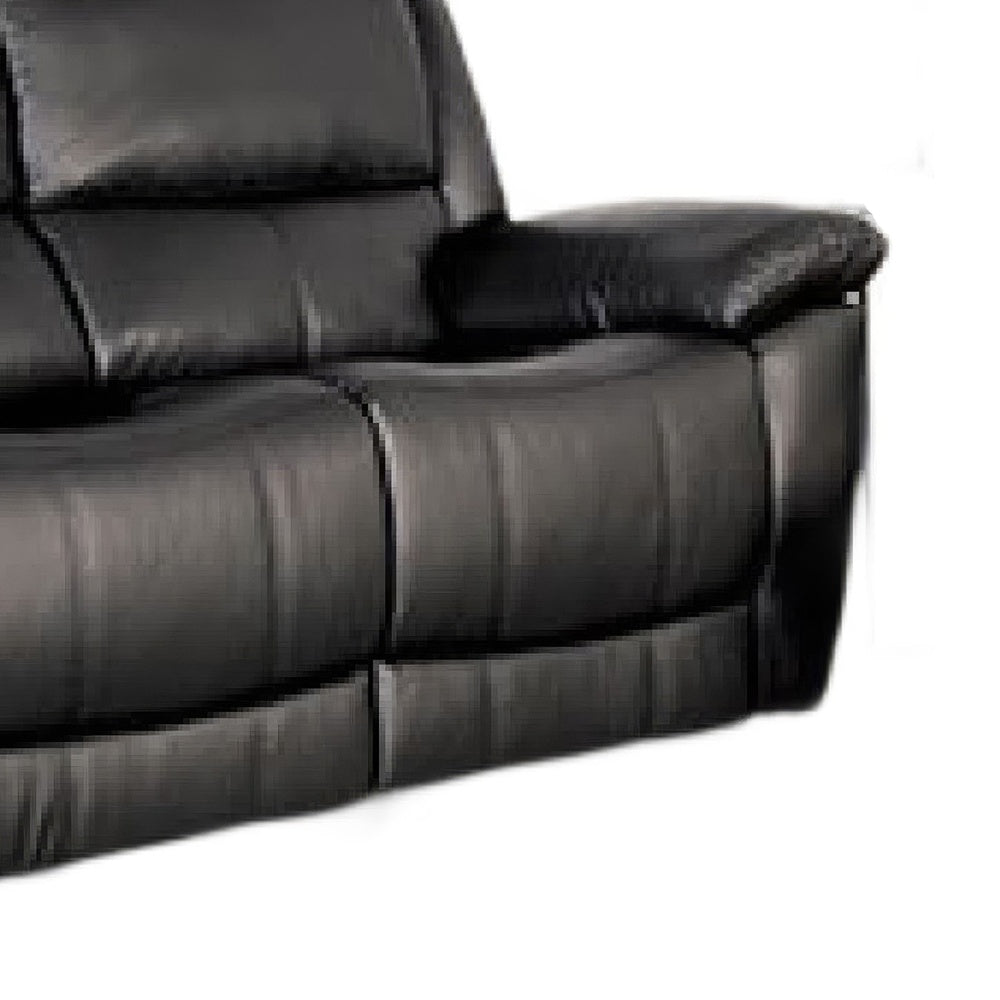Larus Manual Motion Recliner Loveseat | Black Faux Leather 60"