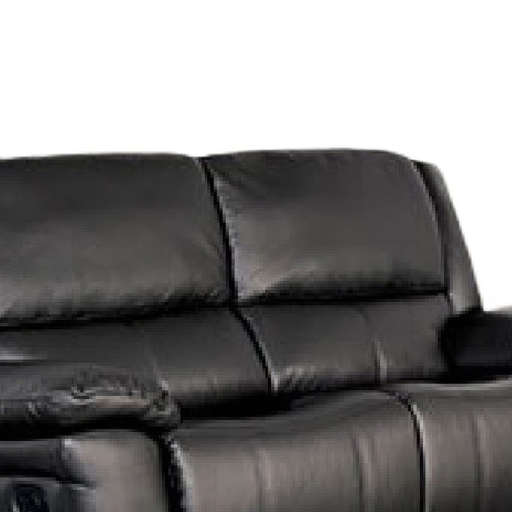 Larus Manual Motion Recliner Loveseat | Black Faux Leather 60"