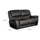 Larus Manual Motion Recliner Loveseat | Black Faux Leather 60"