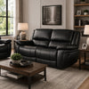 Larus Manual Motion Recliner Loveseat | Black Faux Leather 60"