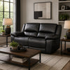 Larus Manual Motion Recliner Loveseat | Black Faux Leather 60"