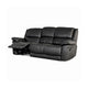 Larus Manual Motion Recliner Sofa | 3 Seater | Black Faux Leather 82"