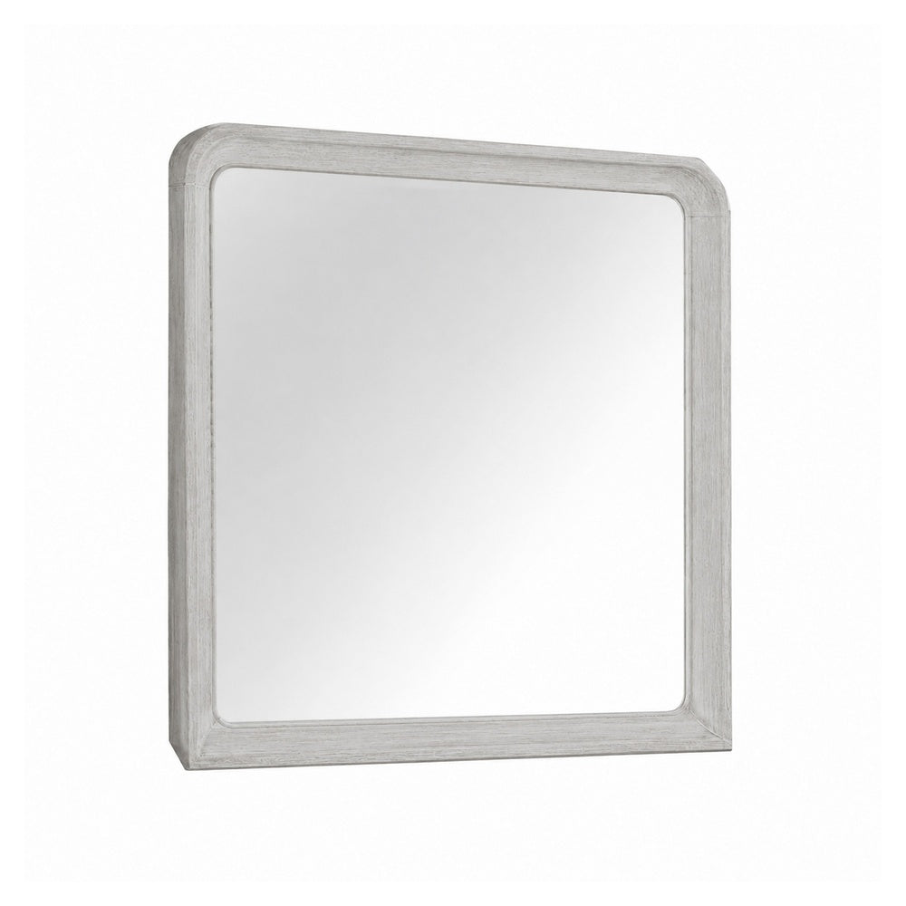 Osko Dresser Mirror | Rounded Edges | Light Gray Wood | 40x42 Rectangular
