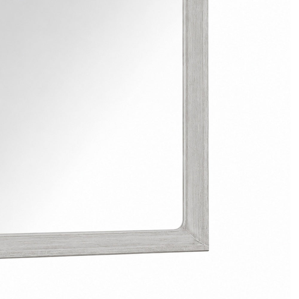 Osko Dresser Mirror | Rounded Edges | Light Gray Wood | 40x42 Rectangular