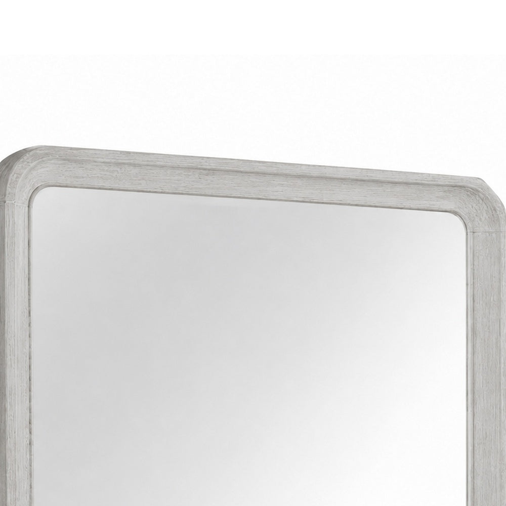 Osko Dresser Mirror | Rounded Edges | Light Gray Wood | 40x42 Rectangular