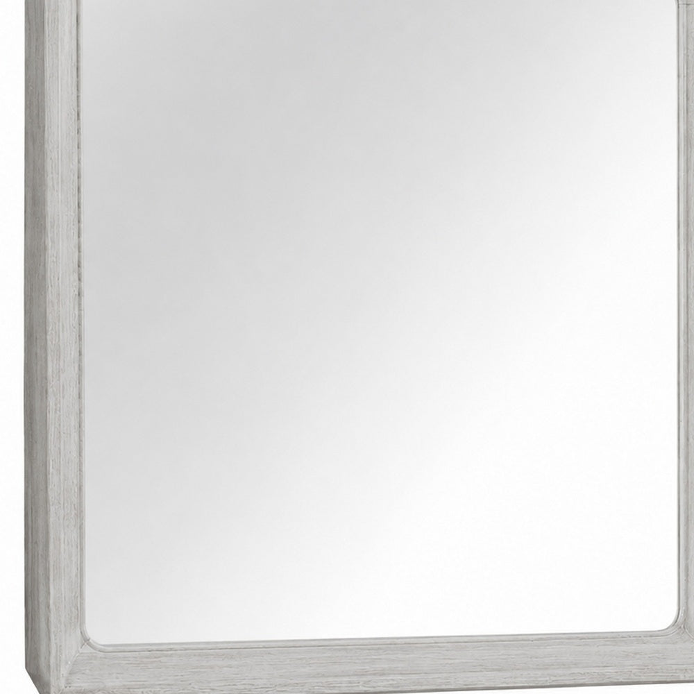 Osko Dresser Mirror | Rounded Edges | Light Gray Wood | 40x42 Rectangular