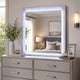 Soha Dresser Mirror | Rhinestone Trim w LED | High Gloss White 38x38