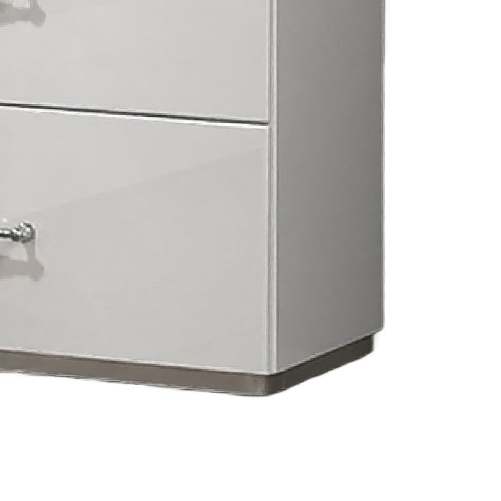 Soha Nightst& | 2 Drawers | Acrylic Chrome H&les | High Gloss White