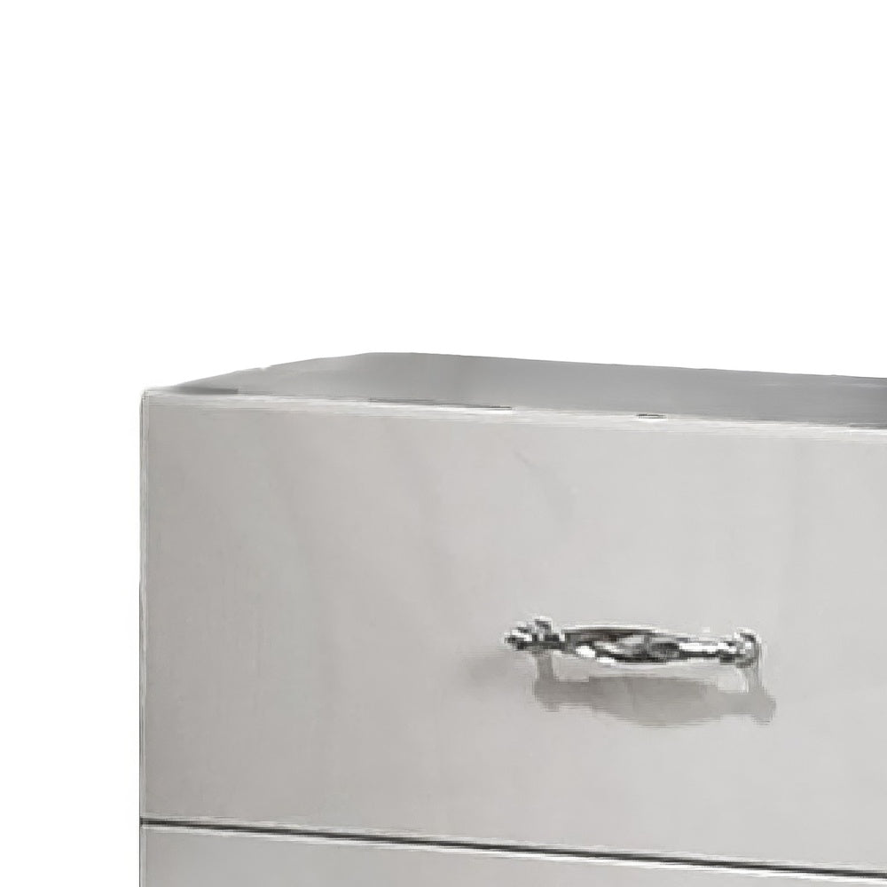 Soha Nightst& | 2 Drawers | Acrylic Chrome H&les | High Gloss White