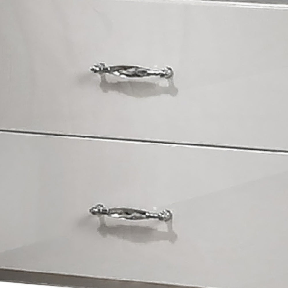 Soha Nightst& | 2 Drawers | Acrylic Chrome H&les | High Gloss White