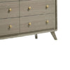 Reny Wide Dresser | 6 Drawers | Rounded Edges | Gold Knobs | Rustic Gray
