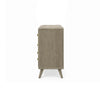 Reny Wide Dresser | 6 Drawers | Rounded Edges | Gold Knobs | Rustic Gray