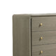 Reny Wide Dresser | 6 Drawers | Rounded Edges | Gold Knobs | Rustic Gray