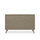 Reny Wide Dresser | 6 Drawers | Rounded Edges | Gold Knobs | Rustic Gray