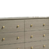 Reny Wide Dresser | 6 Drawers | Rounded Edges | Gold Knobs | Rustic Gray