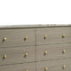 Reny Wide Dresser | 6 Drawers | Rounded Edges | Gold Knobs | Rustic Gray