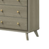 Reny Wide Dresser | 6 Drawers | Rounded Edges | Gold Knobs | Rustic Gray