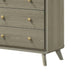 Reny Wide Dresser | 6 Drawers | Rounded Edges | Gold Knobs | Rustic Gray