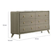 Reny Wide Dresser | 6 Drawers | Rounded Edges | Gold Knobs | Rustic Gray