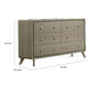 Reny Wide Dresser | 6 Drawers | Rounded Edges | Gold Knobs | Rustic Gray