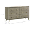 Reny Wide Dresser | 6 Drawers | Rounded Edges | Gold Knobs | Rustic Gray