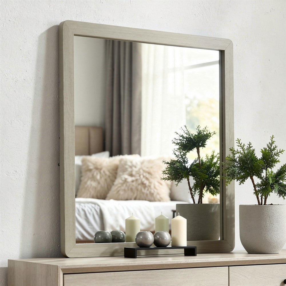 Reny Dresser Mirror | Rounded Edges | Rustic Gray | 40x40 Square