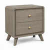 Reny Nightst& | 2 Drawers | Rounded Edges | Gold Knobs | Rustic Gray Wood