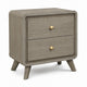 Reny Nightst& | 2 Drawers | Rounded Edges | Gold Knobs | Rustic Gray Wood