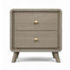 Reny Nightst& | 2 Drawers | Rounded Edges | Gold Knobs | Rustic Gray Wood