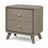 Reny Nightst& | 2 Drawers | Rounded Edges | Gold Knobs | Rustic Gray Wood